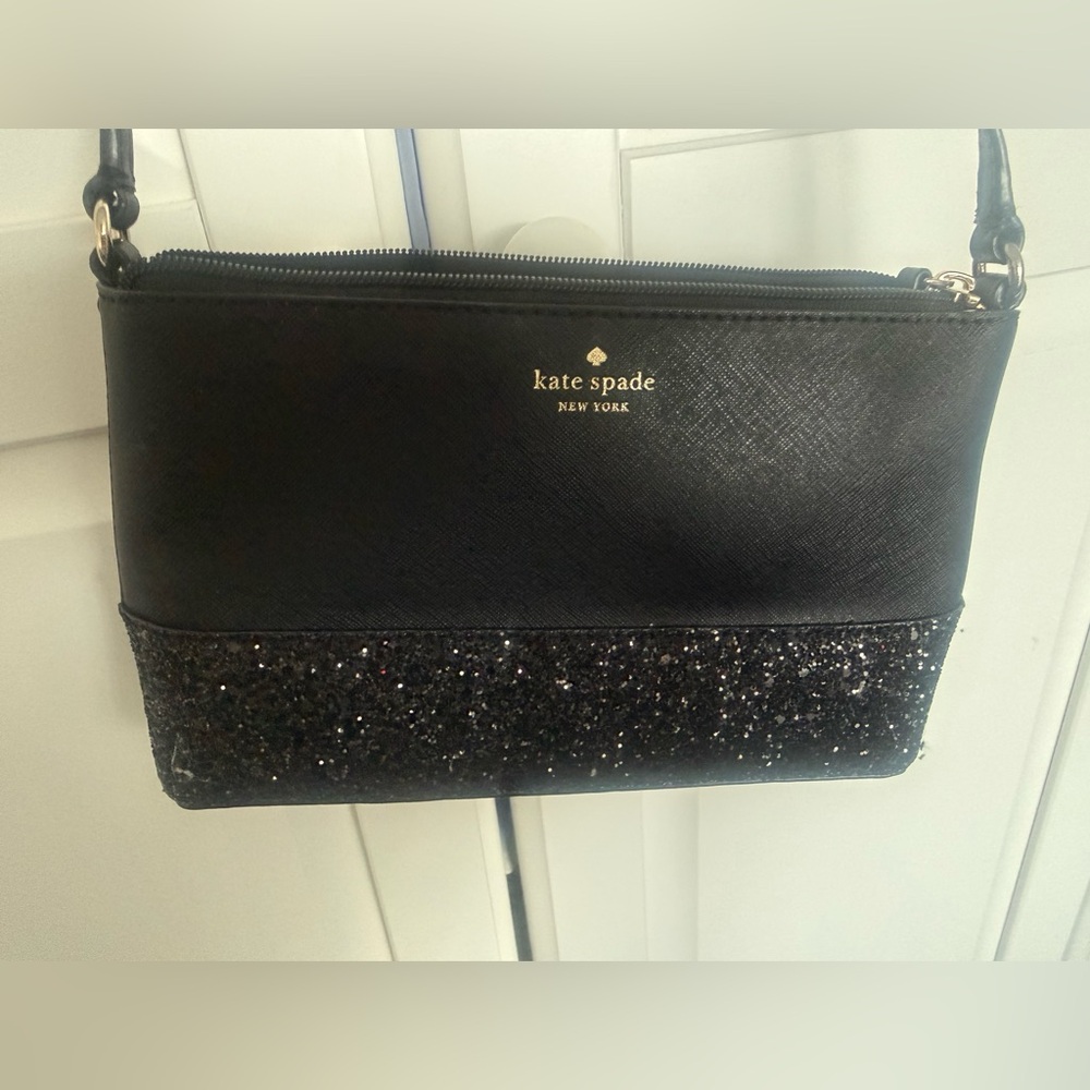 Kate Spade Black Glitter Clutch